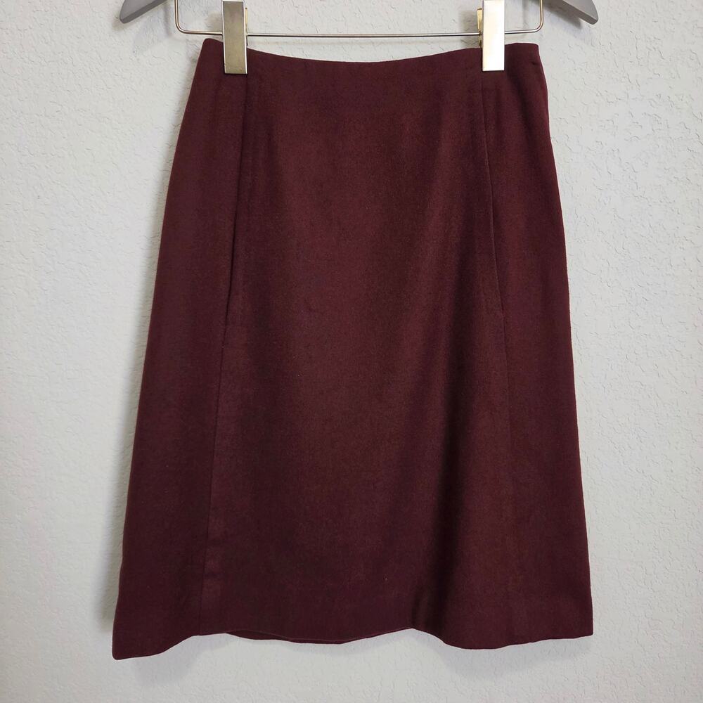 Vintage Wool Skirt  Evan-Picone Size XXS Burgundy Oxblood Union Made ILGWU